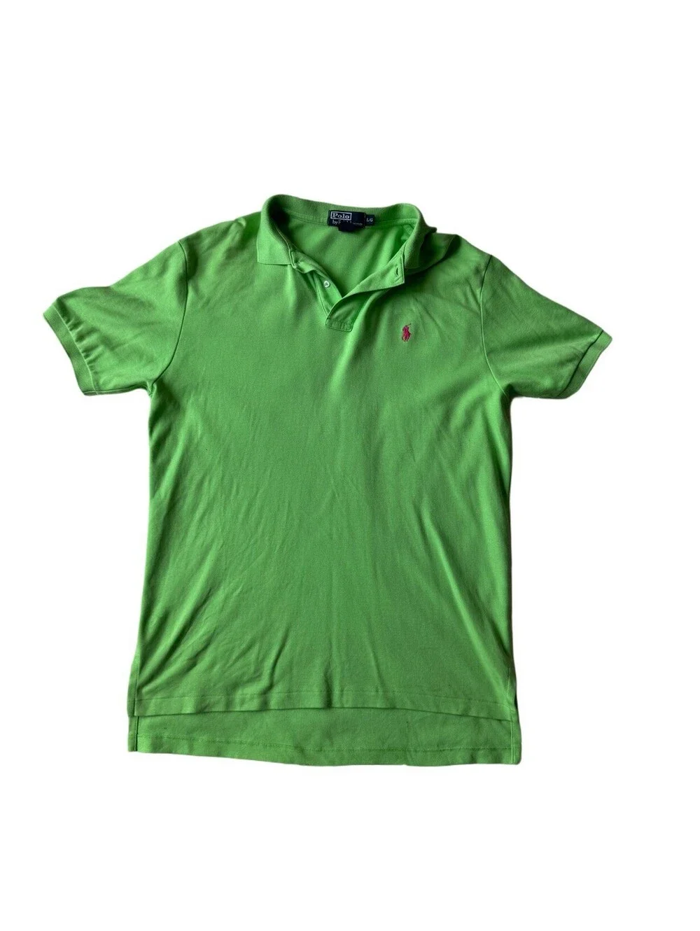 Polo Ralph Lauren Men’s Green Short Sleeve Polo Shirt Pink Pony Logo Size L